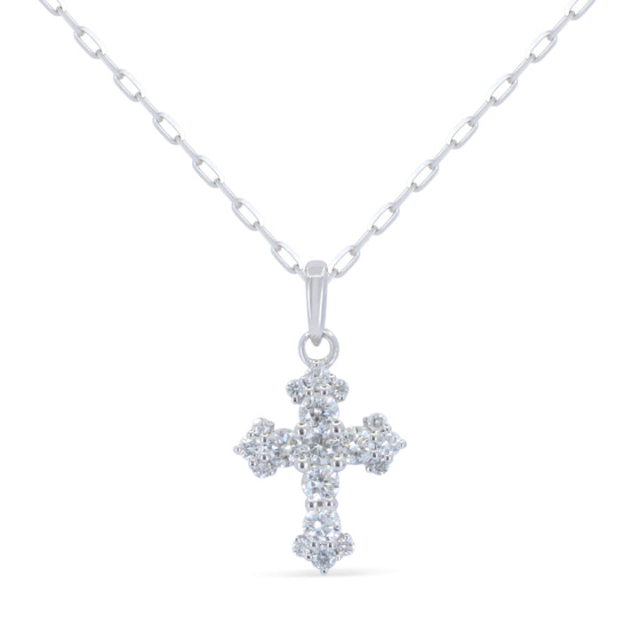 Beautiful Hand Crafted 14K White Gold White Diamond Religious Collection Pendant