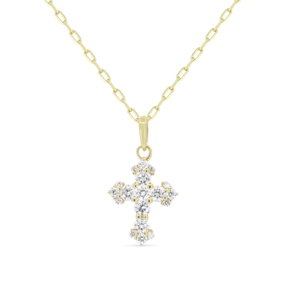 Beautiful Hand Crafted 14K Yellow Gold White Diamond Religious Collection Pendant