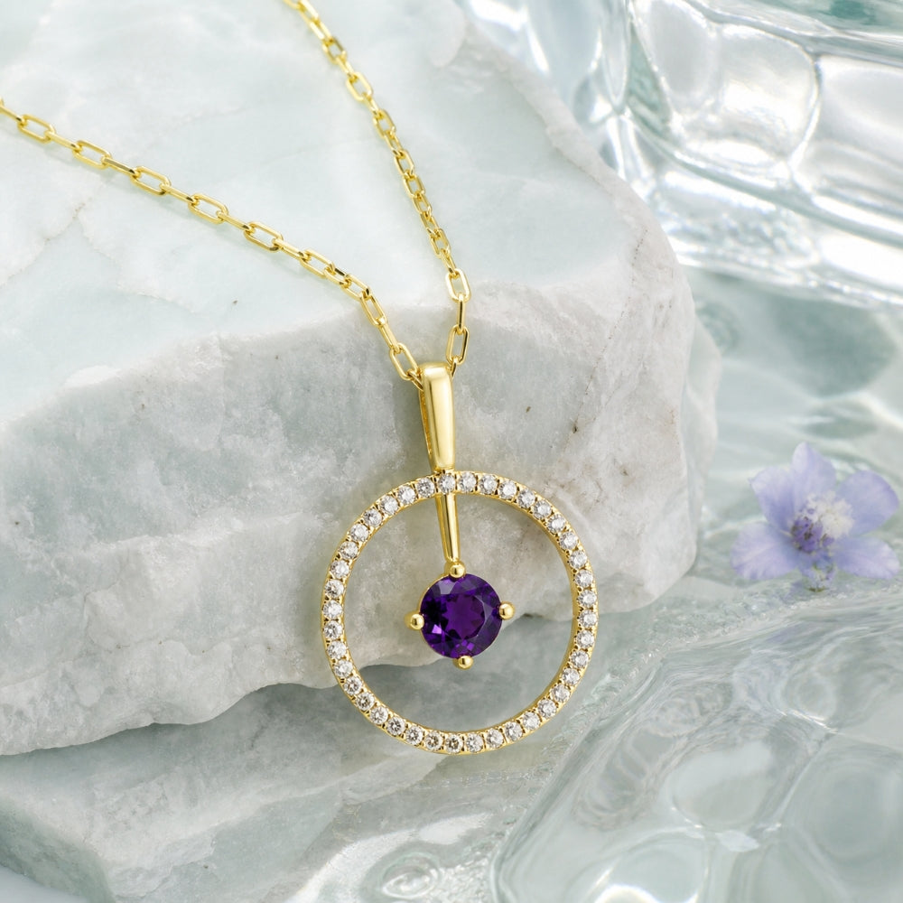 Madison L 14K Yellow Gold Amethyst Necklace - style N1998AMY