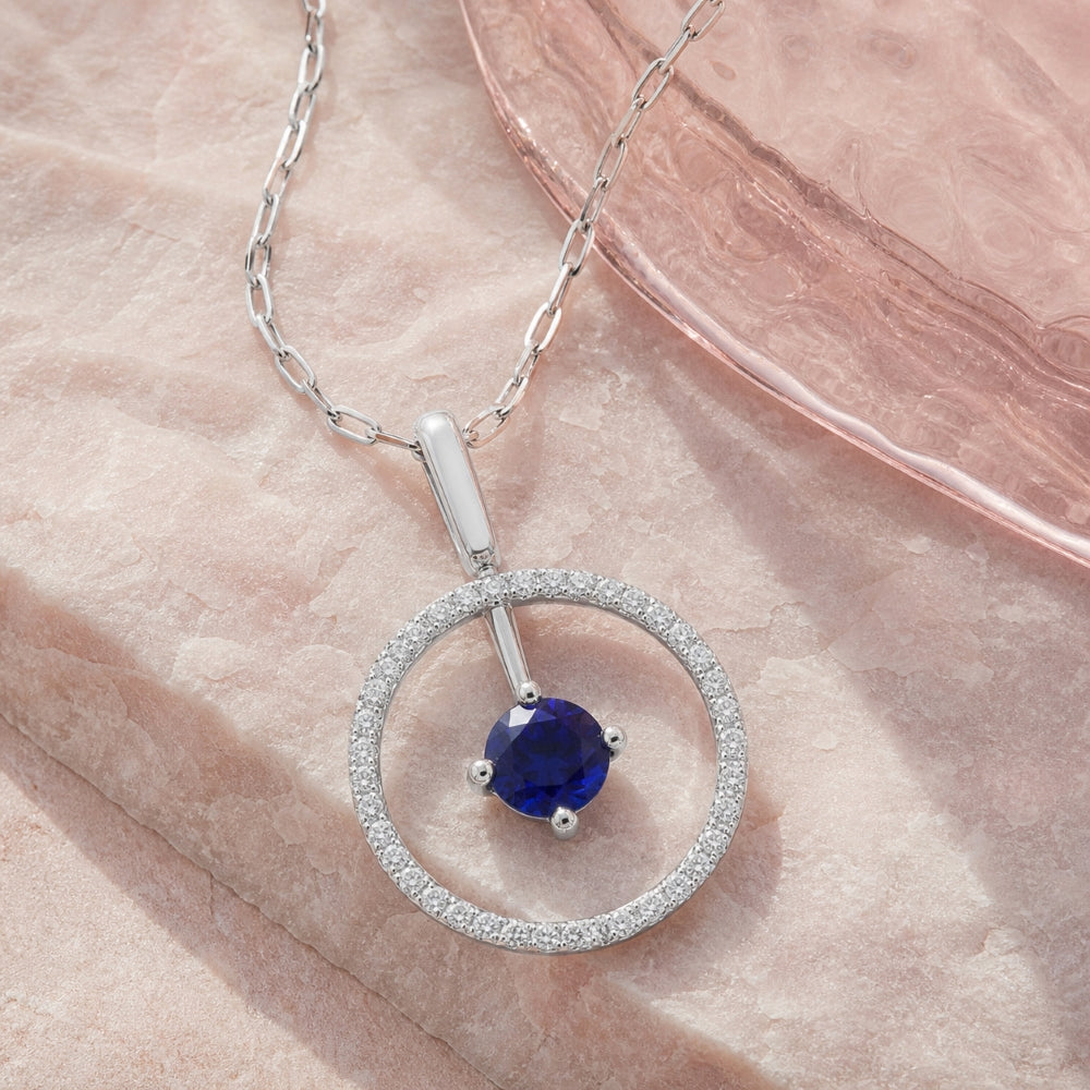 Madison L 14K White Gold Created Sapphire Pendant - style N1998BCW