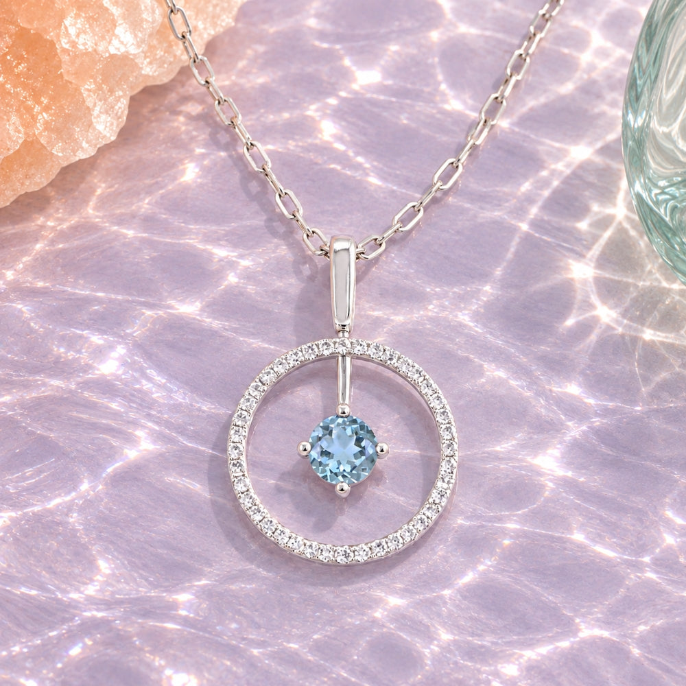 Madison L 14K White Gold Blue Topaz Pendant - style N1998BTW