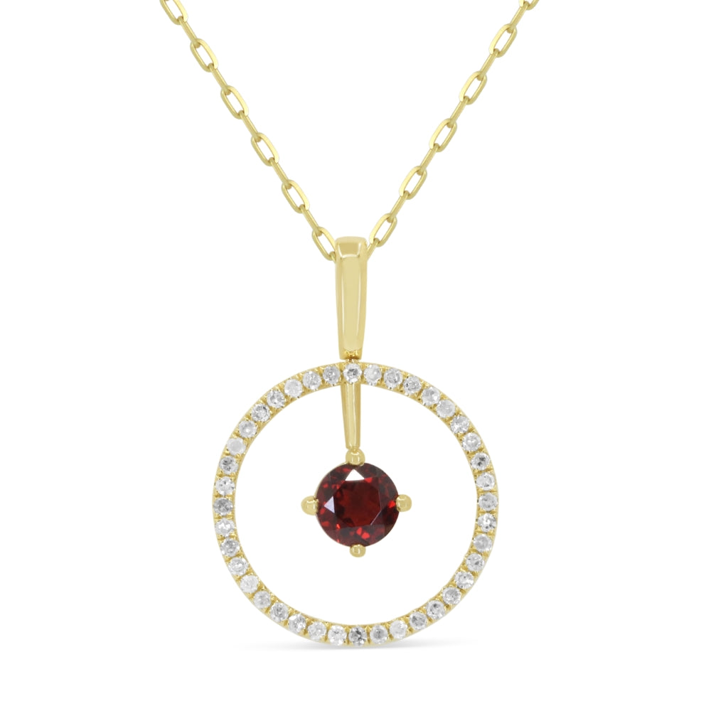Beautiful Hand Crafted 14K Yellow Gold  Garnet And Diamond Essentials Collection Necklace