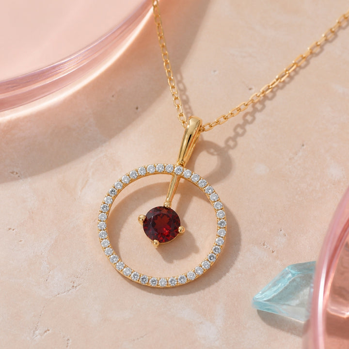 Madison L 14K Yellow Gold Garnet Necklace - style N1998GAY