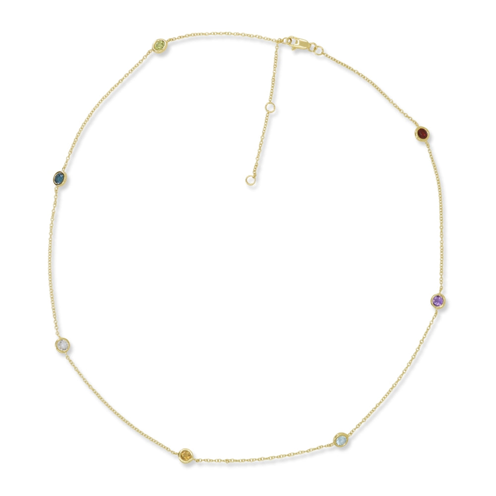 Beautiful Hand Crafted 14K Yellow Gold  Multi Colored Sapphire And Diamond Essentials Collection Necklace