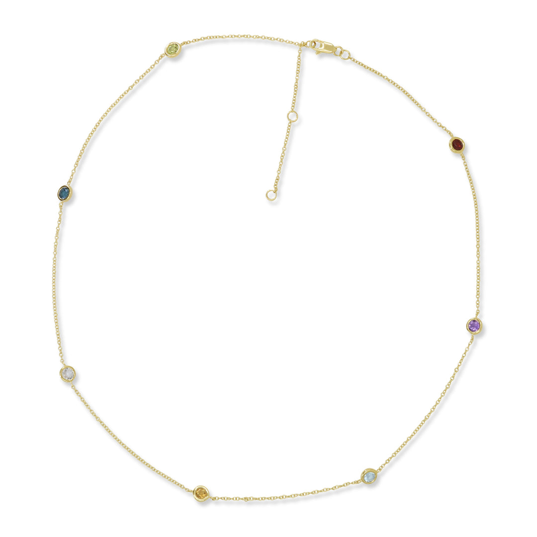 Beautiful Hand Crafted 14K Yellow Gold  Multi Colored Sapphire And Diamond Essentials Collection Necklace