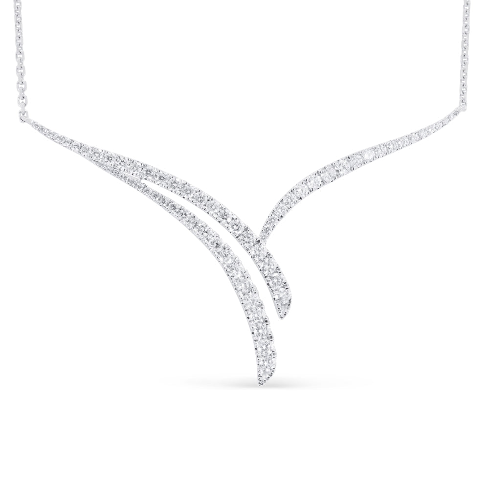 Beautiful Hand Crafted 14K White Gold White Diamond Milano Collection Necklace