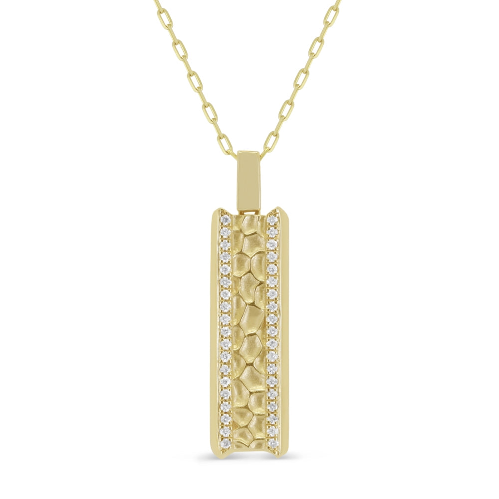 Beautiful Hand Crafted 14K Yellow Gold White Diamond Milano Collection Pendant