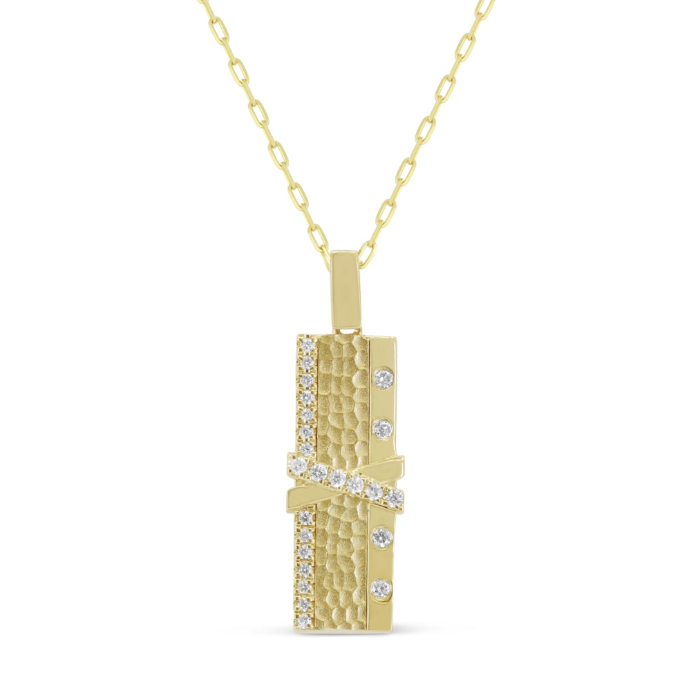 Beautiful Hand Crafted 14K Yellow Gold White Diamond Milano Collection Pendant