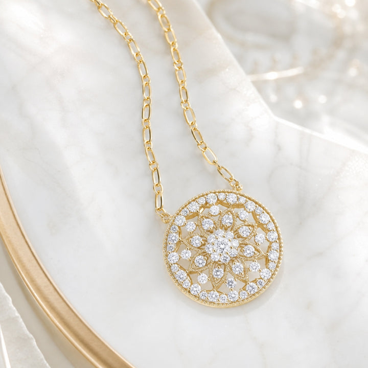 N2013 - 14K Yellow Gold Diamond Pendant