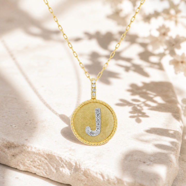 N2016 - 14K Yellow Gold Diamond Initial Letter Pendant