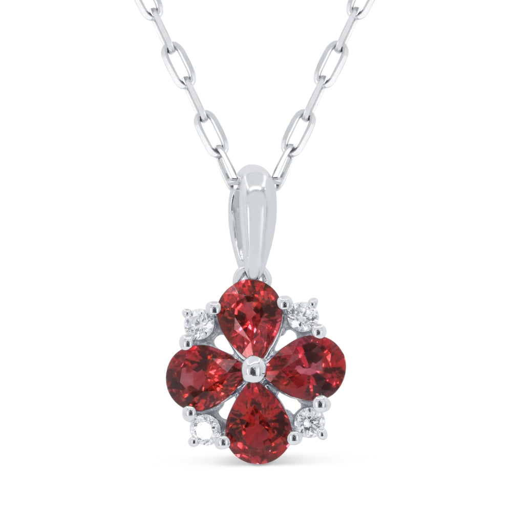 Beautiful Hand Crafted 14K White Gold  Ruby And Diamond Arianna Collection Pendant