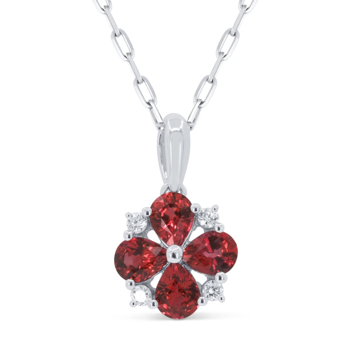 Beautiful Hand Crafted 14K White Gold  Ruby And Diamond Arianna Collection Pendant