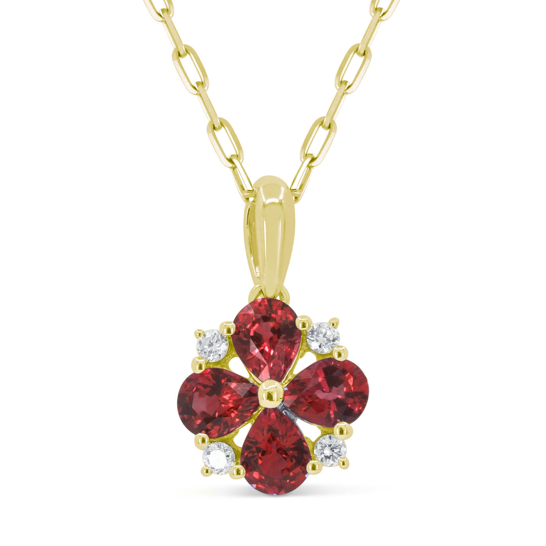 Beautiful Hand Crafted 14K Yellow Gold  Ruby And Diamond Arianna Collection Pendant
