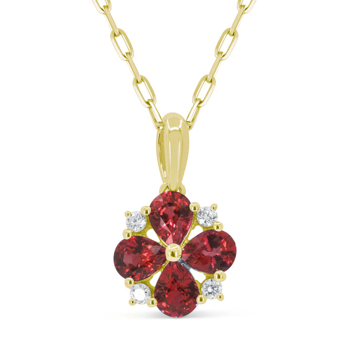 Beautiful Hand Crafted 14K Yellow Gold  Ruby And Diamond Arianna Collection Pendant