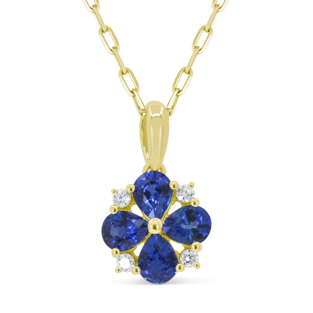 Beautiful Hand Crafted 14K Yellow Gold  Sapphire And Diamond Arianna Collection Pendant