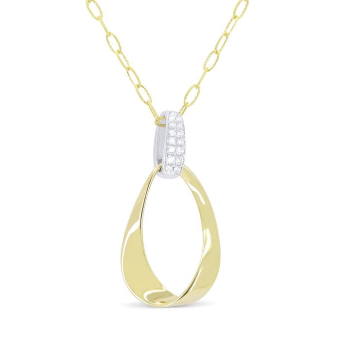 Beautiful Hand Crafted 14K Yellow Gold White Diamond Milano Collection Pendant