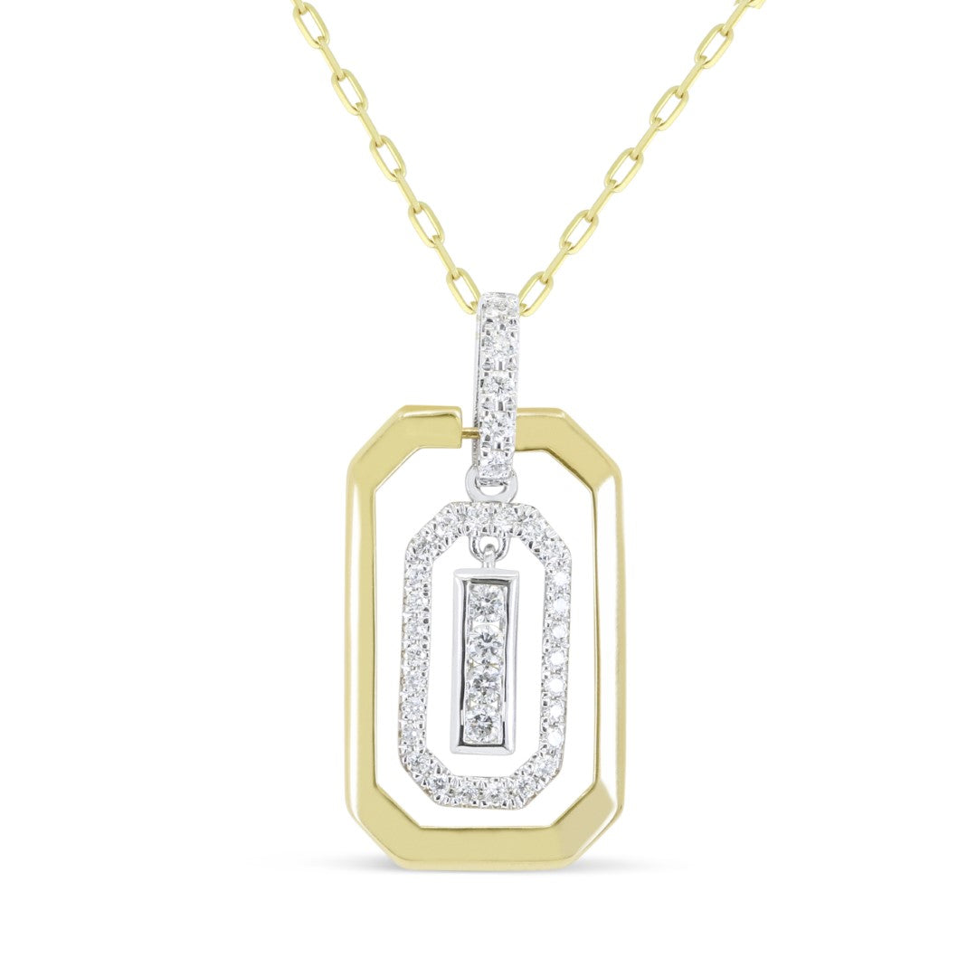 Beautiful Hand Crafted 14K Two Tone Gold White Diamond Milano Collection Pendant