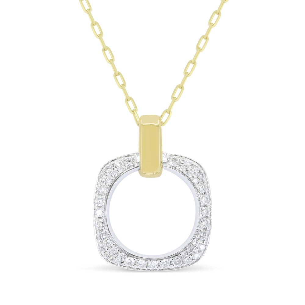 Beautiful Hand Crafted 14K Two Tone Gold White Diamond Milano Collection Pendant