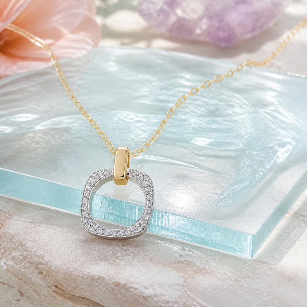 N2023 - 14K Two Tone Gold Diamond Pendant