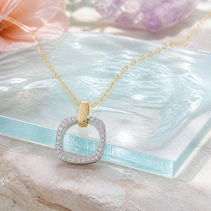 N2023 - 14K Two Tone Gold Diamond Pendant