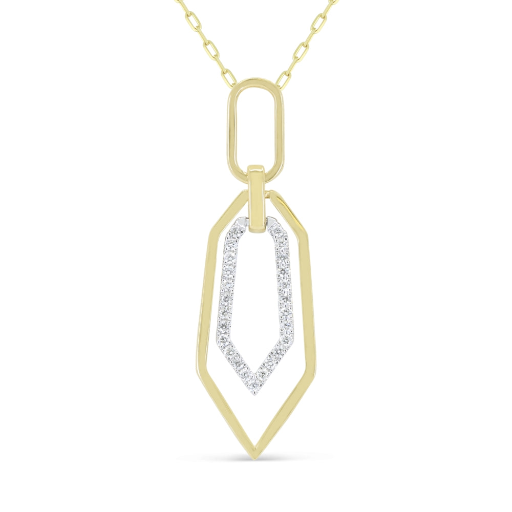 Beautiful Hand Crafted 14K Two Tone Gold White Diamond Milano Collection Pendant