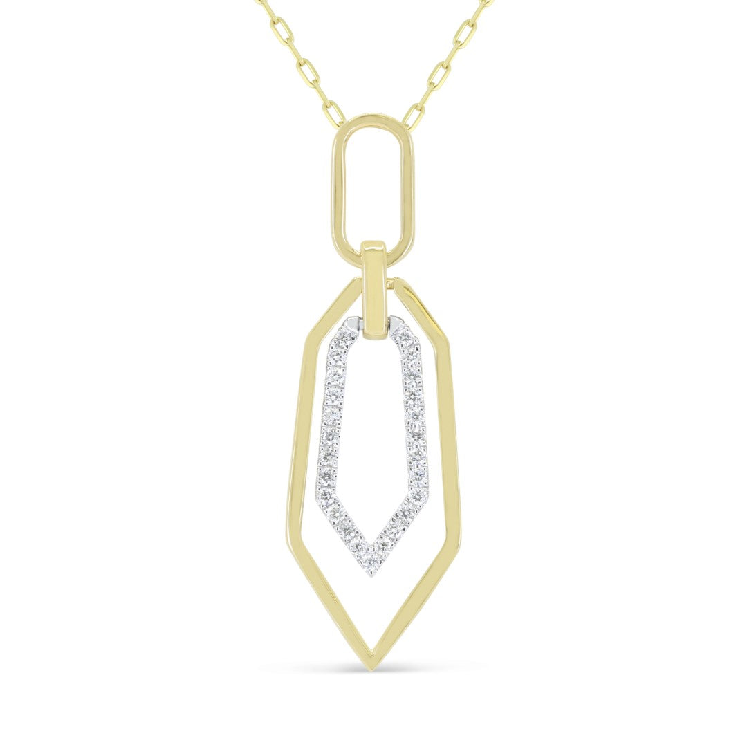 Beautiful Hand Crafted 14K Yellow Gold White Diamond Milano Collection Pendant