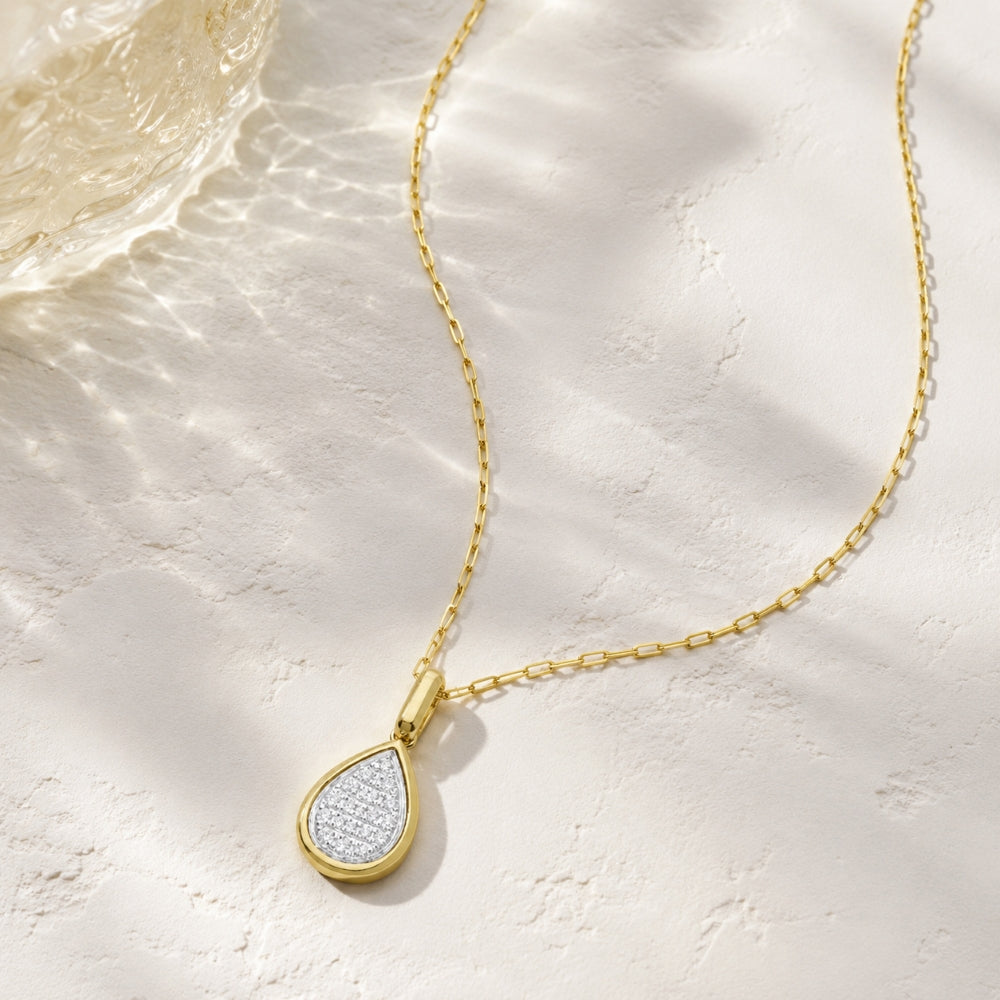 N2026 - 14K Yellow Gold Diamond Pear Pendant