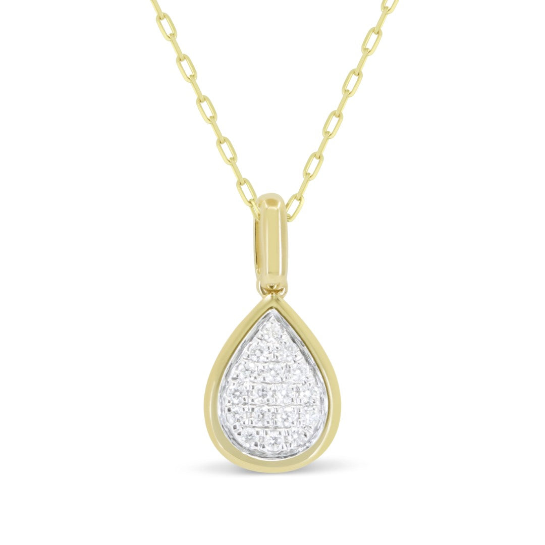 Beautiful Hand Crafted 14K Yellow Gold White Diamond Milano Collection Pendant