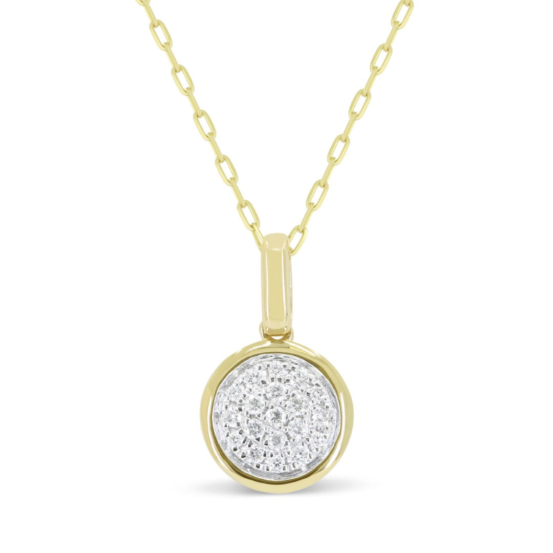 Beautiful Hand Crafted 14K Yellow Gold White Diamond Milano Collection Pendant