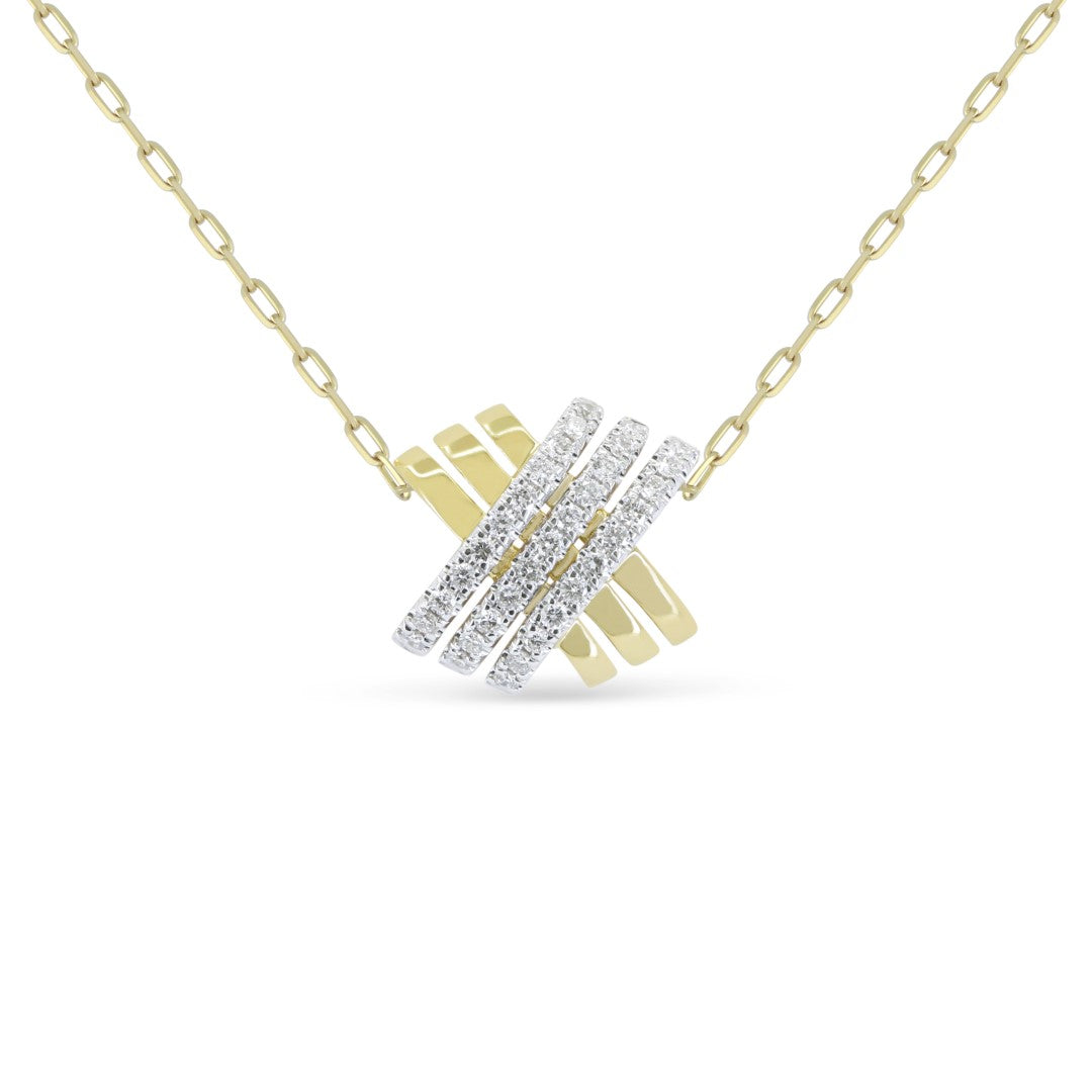 Beautiful Hand Crafted 14K Yellow Gold White Diamond Milano Collection Pendant