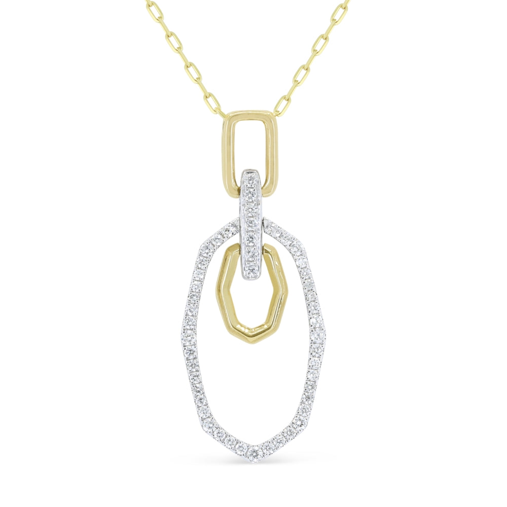 Beautiful Hand Crafted 14K Two Tone Gold White Diamond Milano Collection Pendant