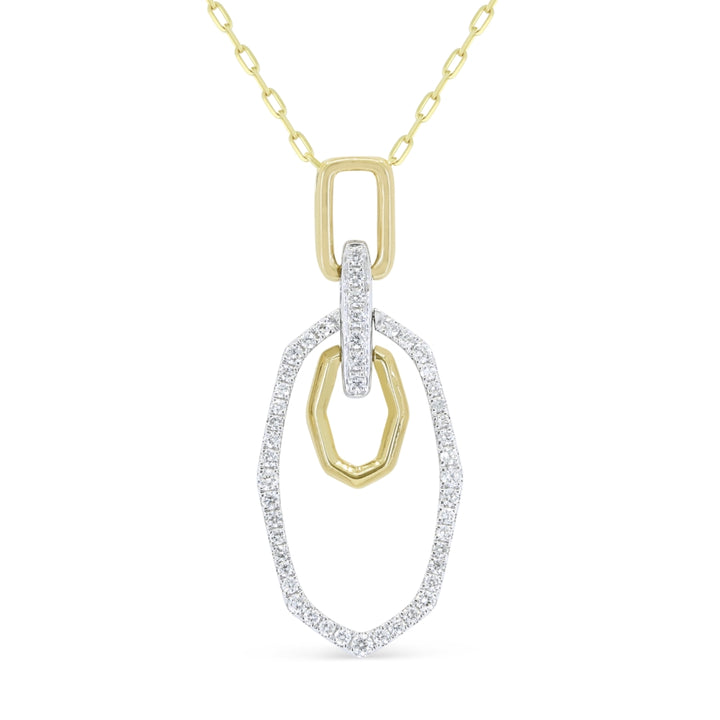 Beautiful Hand Crafted 14K Two Tone Gold White Diamond Milano Collection Pendant