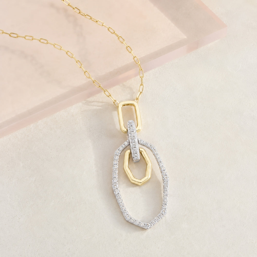 N2029 - 14K Two Tone Gold Diamond Pendant