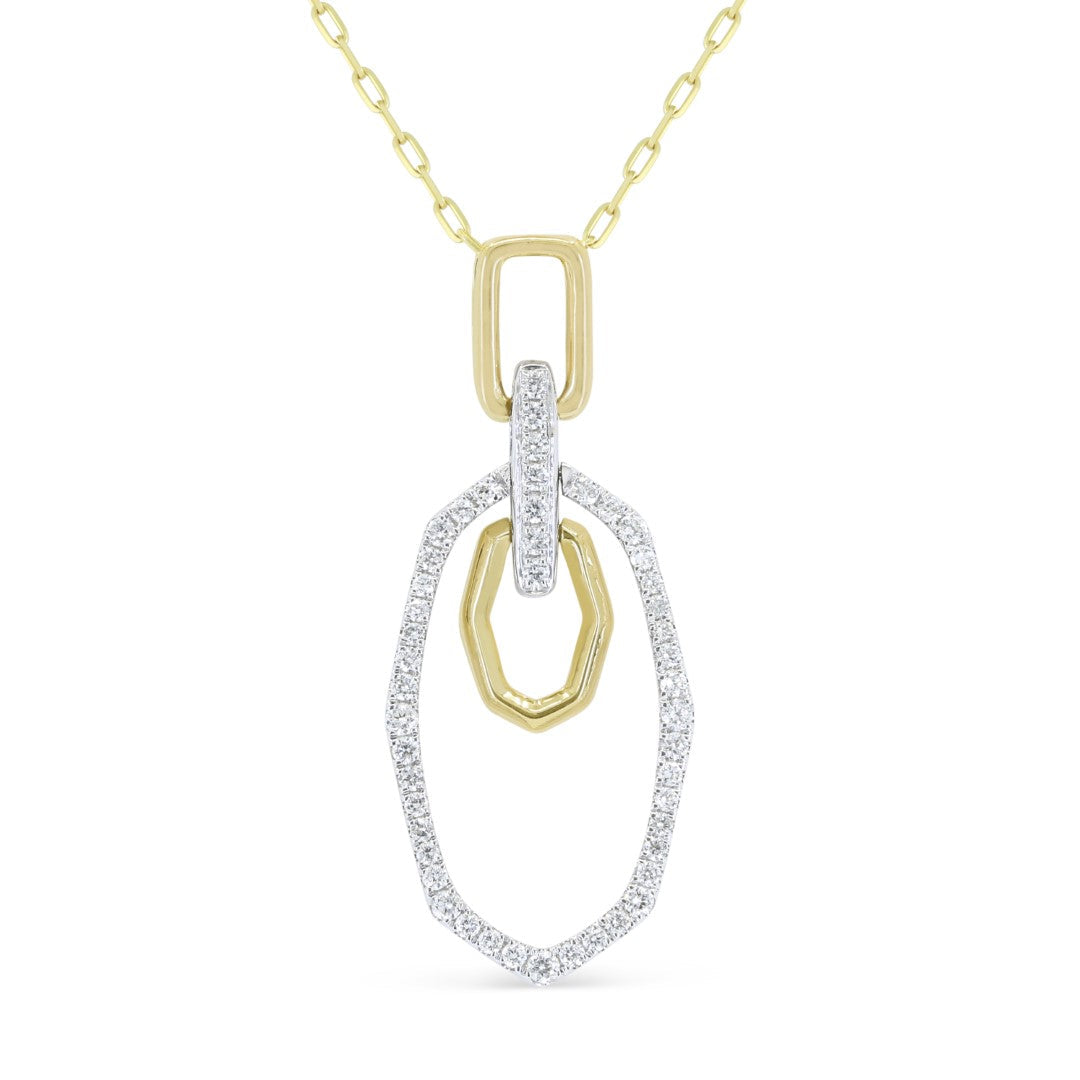 Beautiful Hand Crafted 14K Yellow Gold White Diamond Milano Collection Pendant