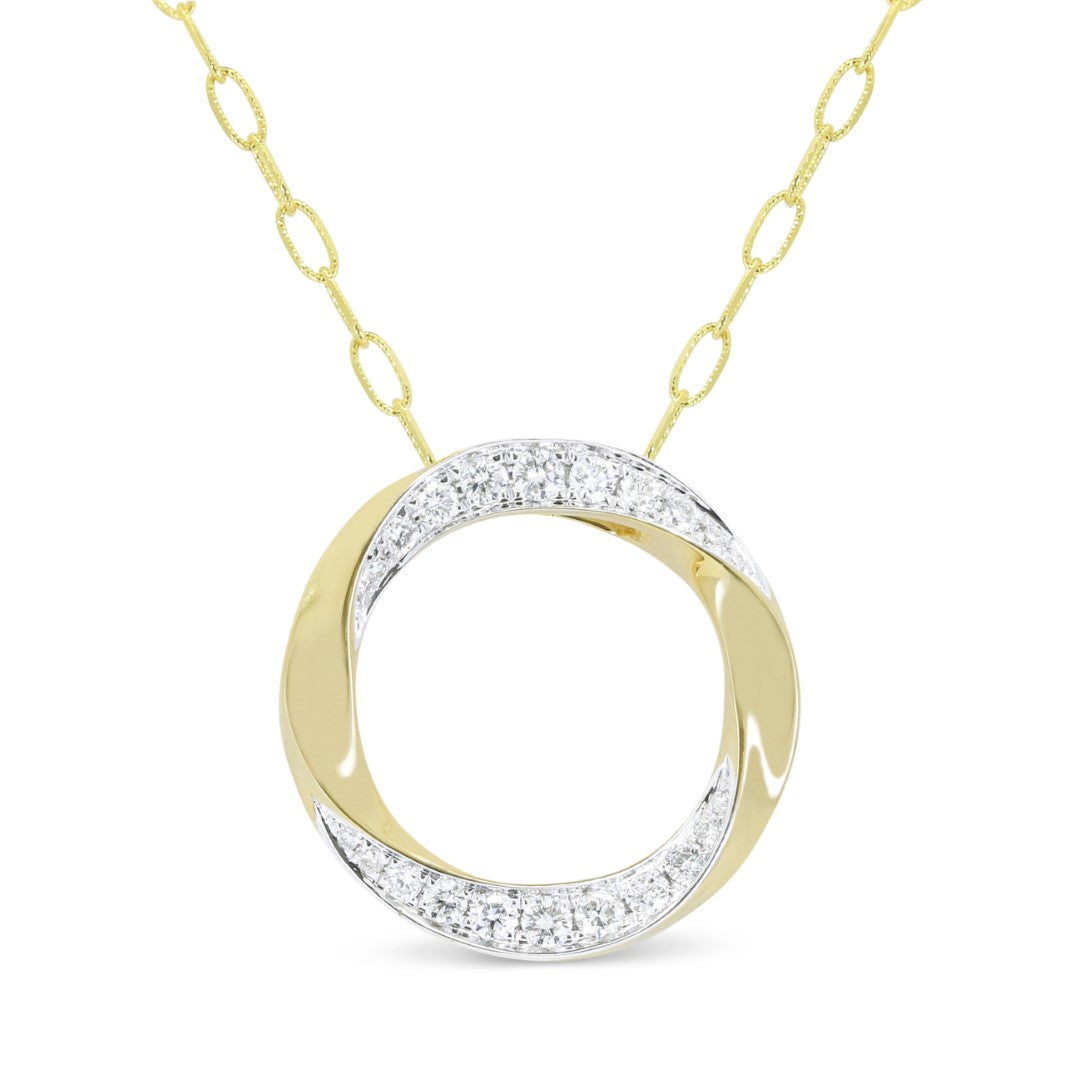 Beautiful Hand Crafted 14K Yellow Gold White Diamond Milano Collection Pendant