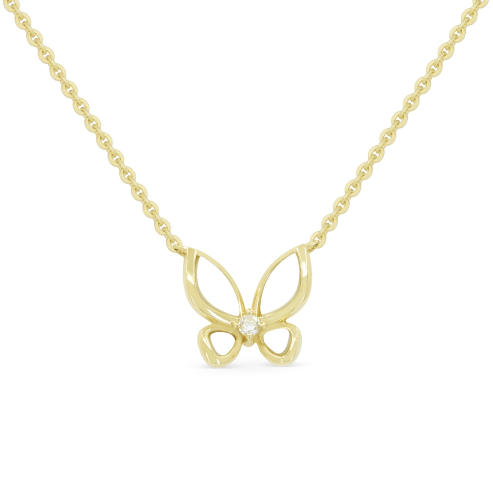 Beautiful Hand Crafted 14K Yellow Gold  Mother Of Pearl And Diamond Essentials Collection Necklace