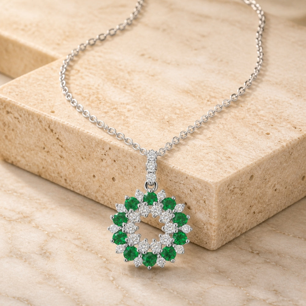 N2045 - 14K Gold Emerald, Ruby & Sapphire Pendant