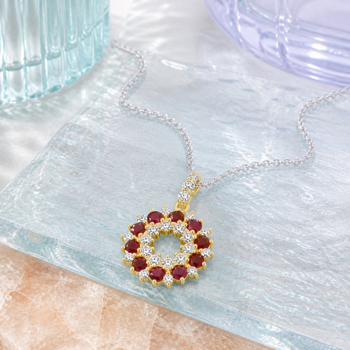 N2045 - 14K Gold Emerald, Ruby & Sapphire Pendant