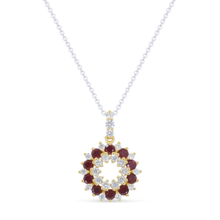Beautiful Hand Crafted 14K Yellow Gold  Ruby And Diamond Arianna Collection Pendant