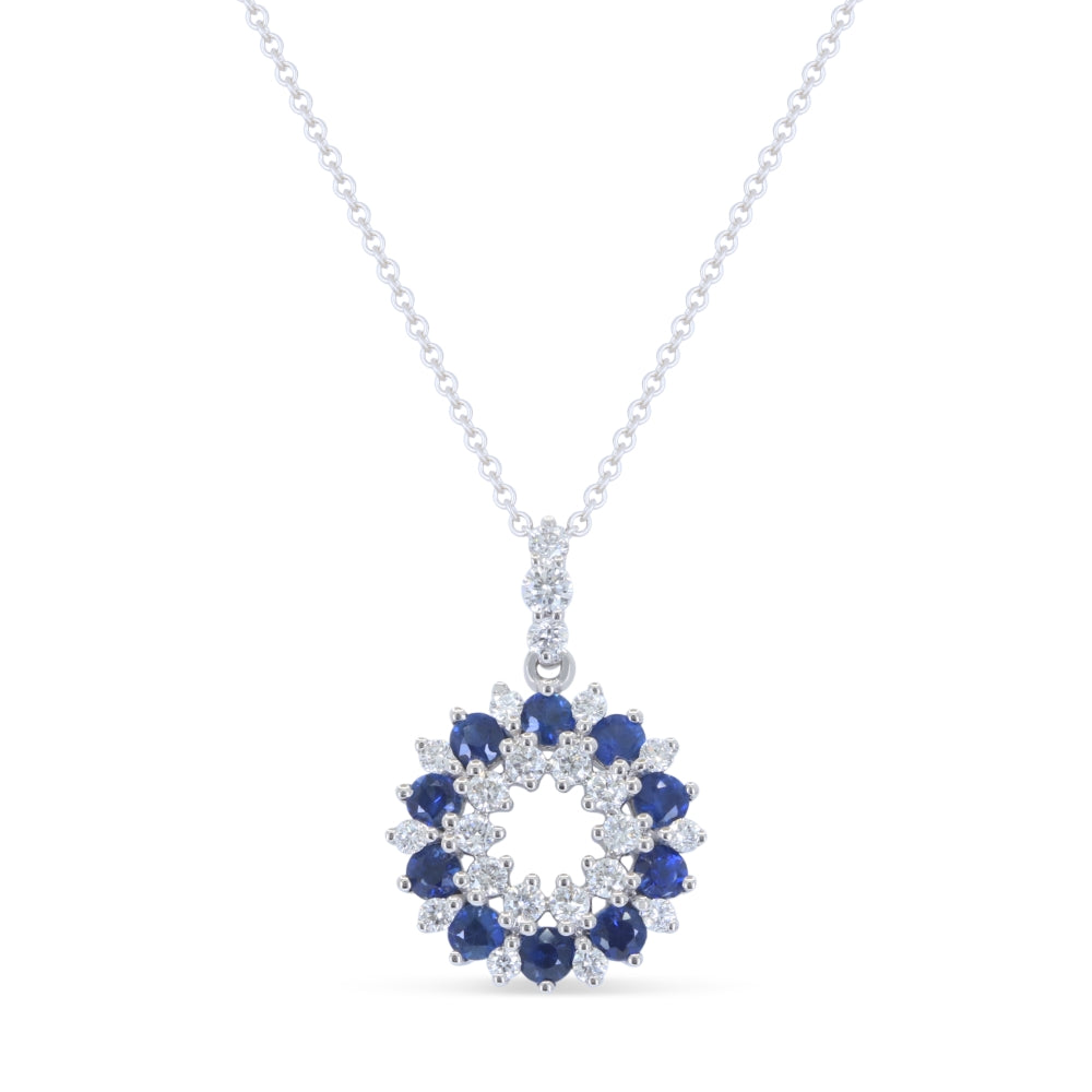 Beautiful Hand Crafted 14K White Gold  Sapphire And Diamond Arianna Collection Pendant