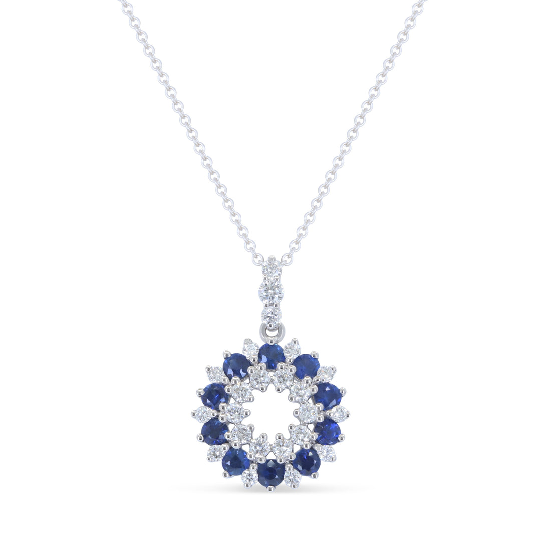 Beautiful Hand Crafted 14K White Gold  Sapphire And Diamond Arianna Collection Pendant
