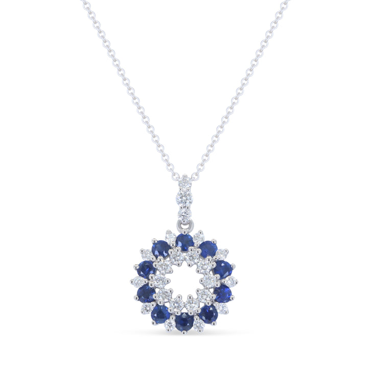 Beautiful Hand Crafted 14K White Gold  Sapphire And Diamond Arianna Collection Pendant