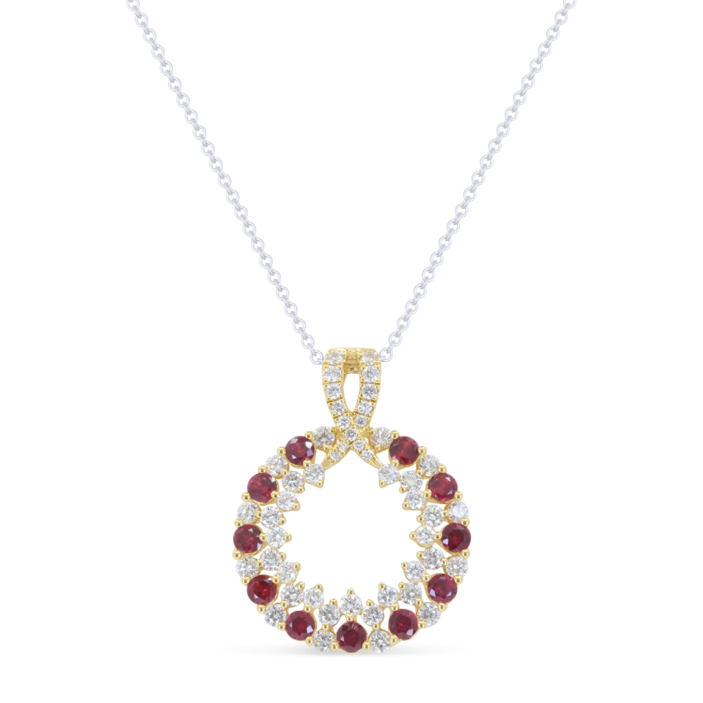 Beautiful Hand Crafted 18K Yellow Gold  Ruby And Diamond Arianna Collection Pendant