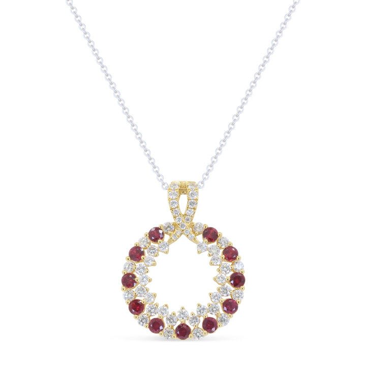 Beautiful Hand Crafted 18K Yellow Gold  Ruby And Diamond Arianna Collection Pendant