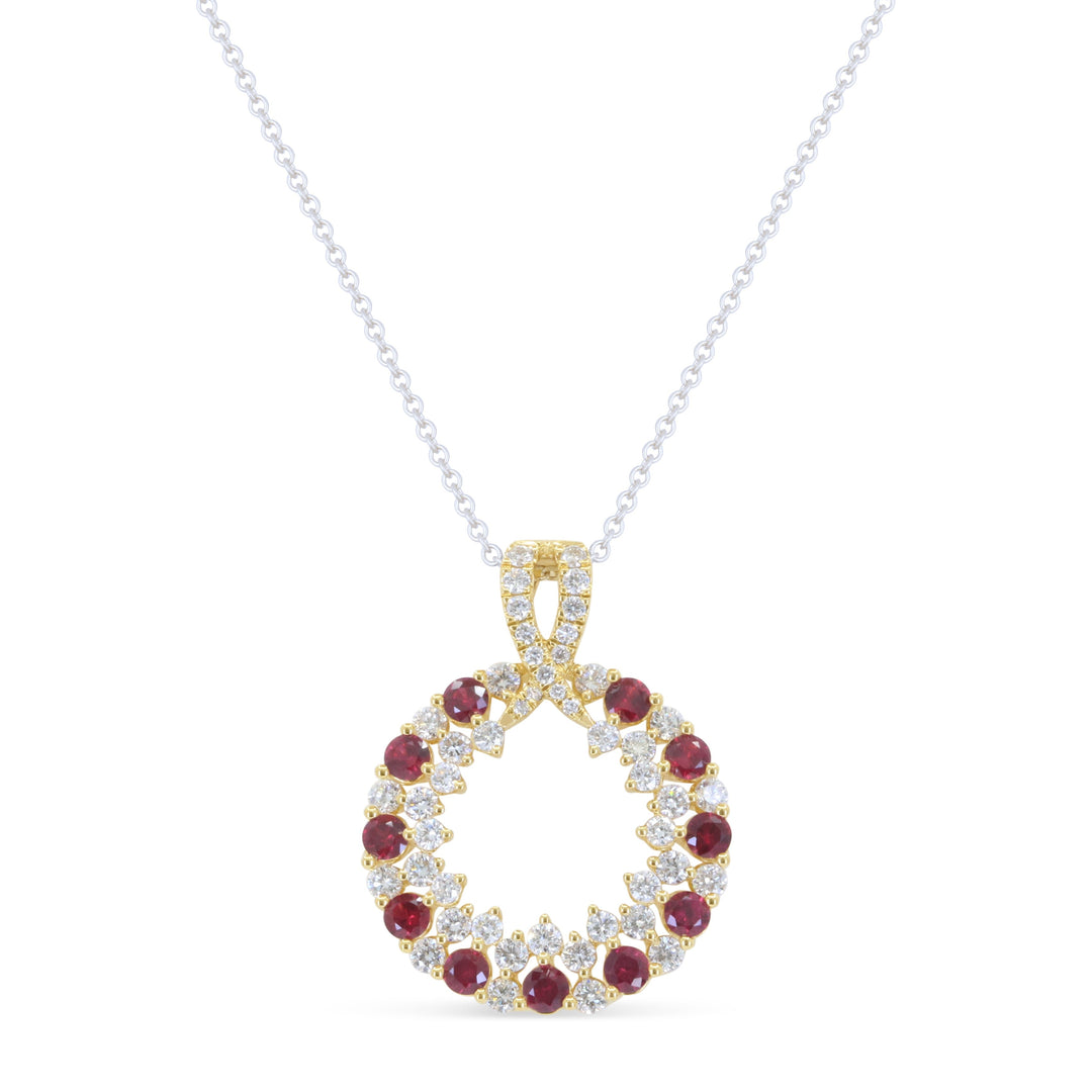 Beautiful Hand Crafted 18K Yellow Gold  Ruby And Diamond Arianna Collection Pendant