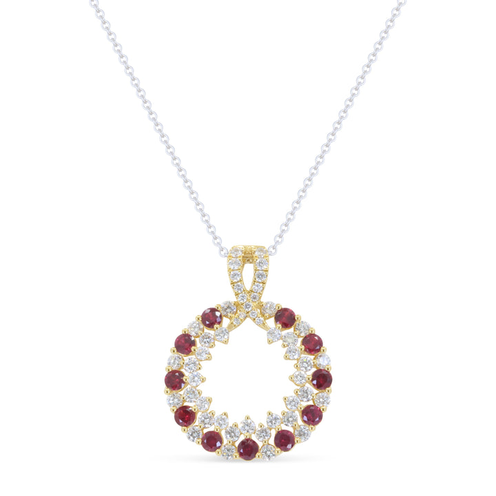 Beautiful Hand Crafted 18K Yellow Gold  Ruby And Diamond Arianna Collection Pendant
