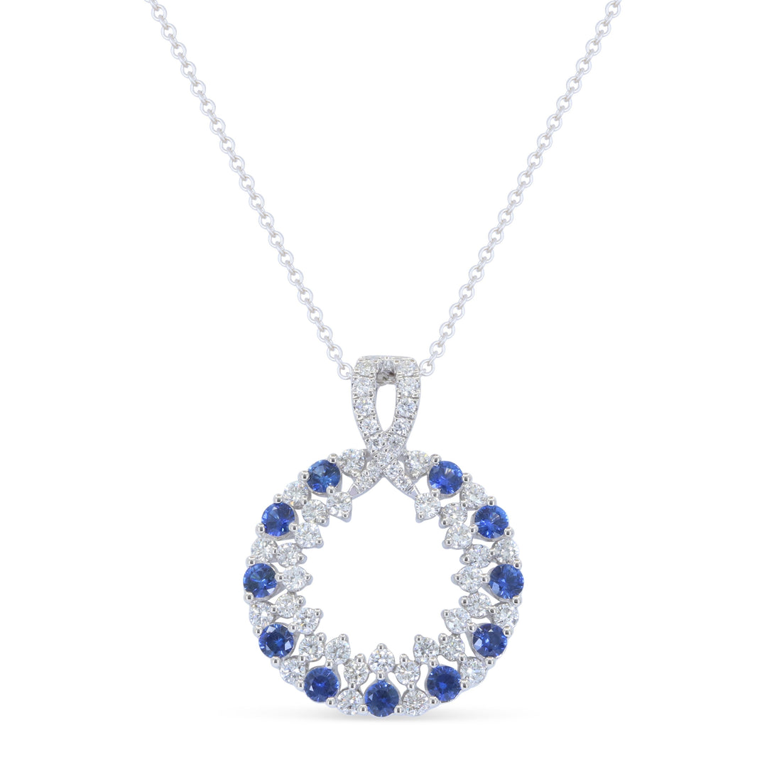 Beautiful Hand Crafted 18K White Gold  Sapphire And Diamond Arianna Collection Pendant