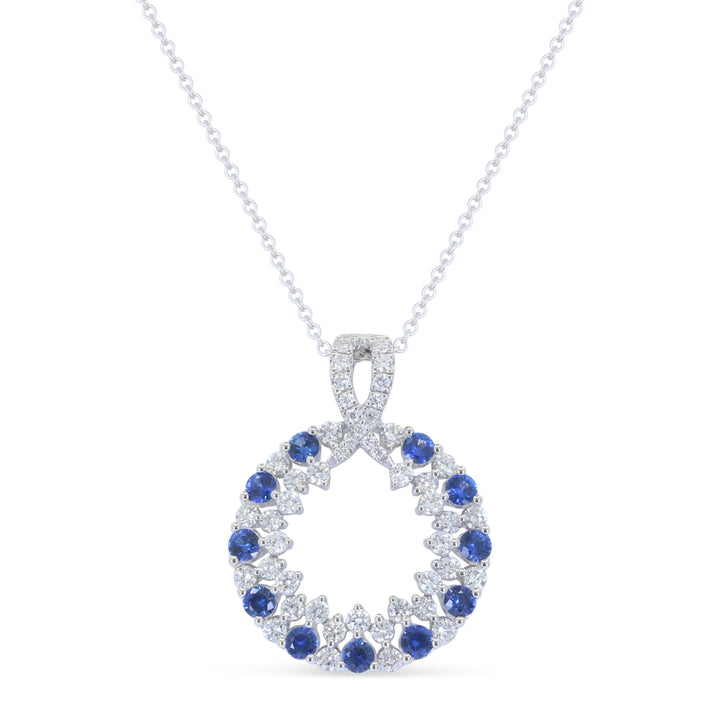 Beautiful Hand Crafted 18K White Gold  Sapphire And Diamond Arianna Collection Pendant