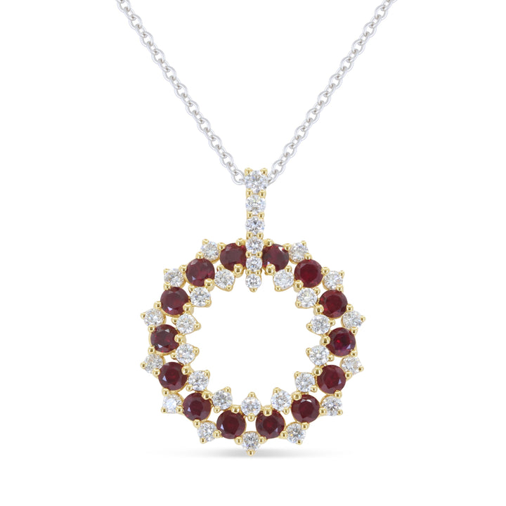 Beautiful Hand Crafted 18K Yellow Gold  Ruby And Diamond Arianna Collection Pendant