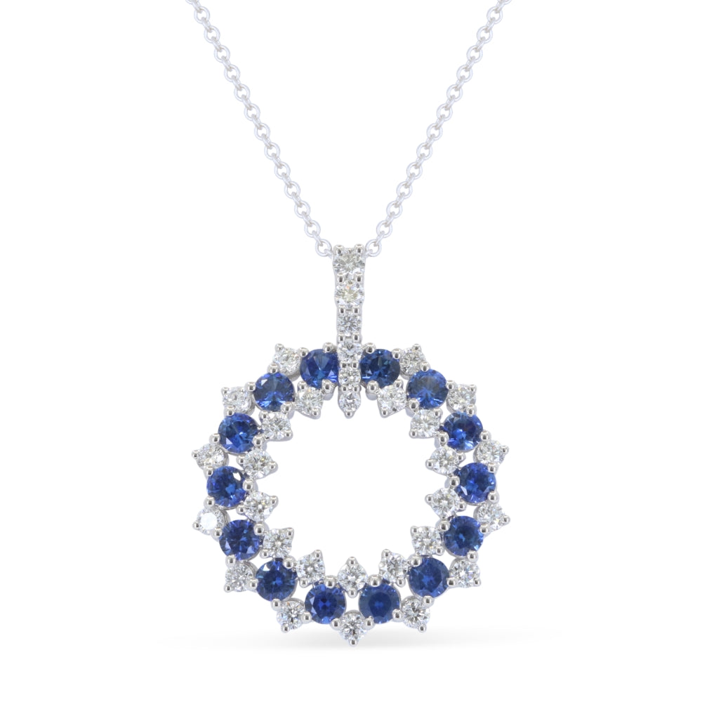 Beautiful Hand Crafted 18K White Gold  Sapphire And Diamond Arianna Collection Pendant